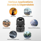 QILIPSU 50pcs 3/8" NPT Cable Gland Waterproof IP68 Nylon Cable Pass Through - Image 7
