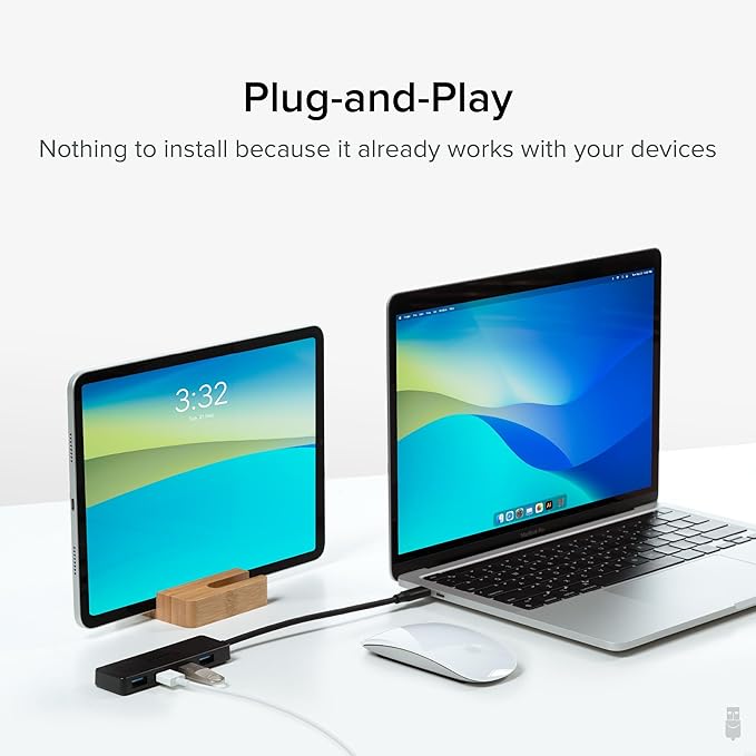 Plugable USB C to USB Adapter Hub, 4 Port USB 3.0 Hub, USB Splitter - Image 3