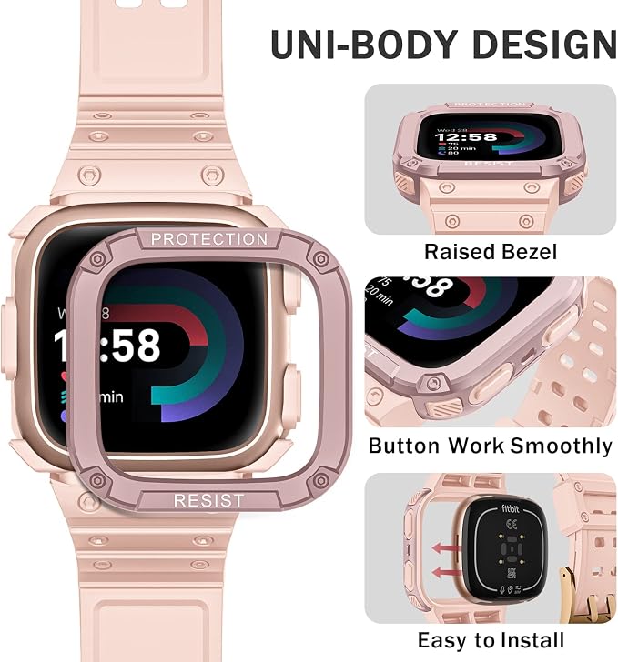 FINTIE Bands with Case Compatible with Fitbit Versa 4/3/2/1/Versa Lite/Fitbit - Image 3