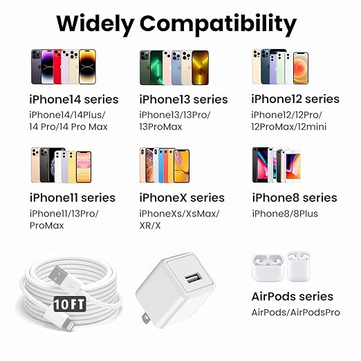 iPhone Charger, 2 Pack 10ft iPhone Charger Data Sync Transfer Lightning Cable - Image 7