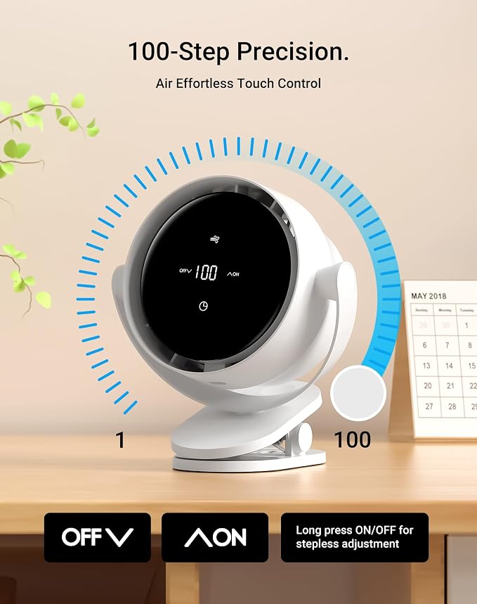 Portable Desk Fan, Clip-On Rechargeable USB Fan - Image 5