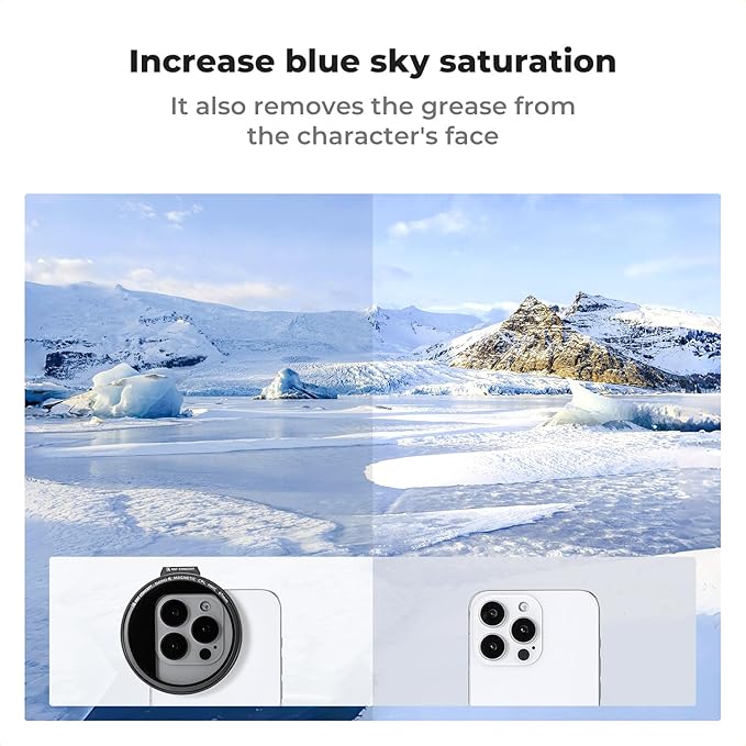 K&F Concept Clip On 67mm CPL Magnetic Phone Lens Filter Kit, Phone Clip - Image 4