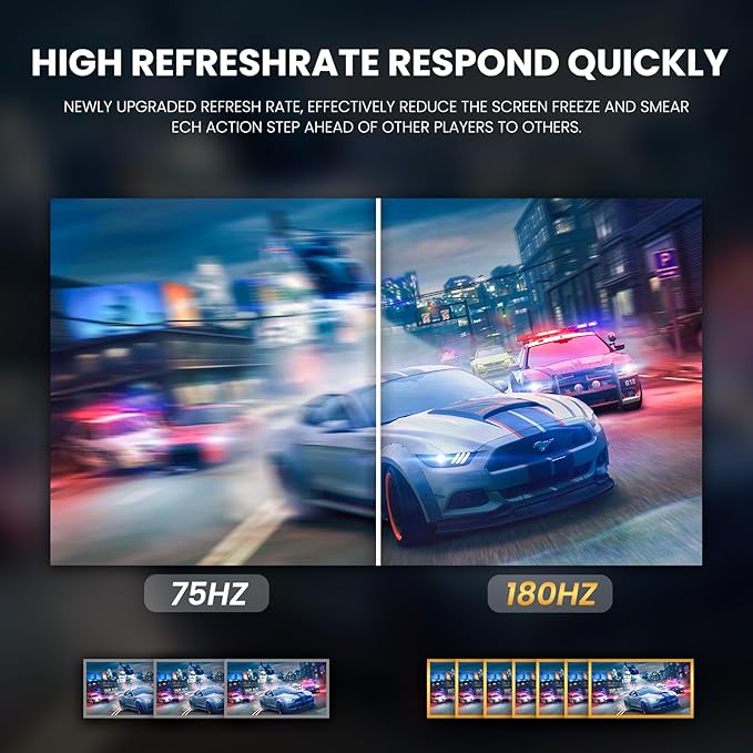 CRUA 24” Curved Gaming Monitor, 180Hz/144Hz FHD 1080P, Support 120% sRGB - Image 5