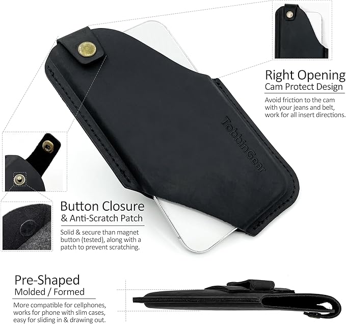 TobbinGear Left-Handed Leather Cell Phone Holster - Image 3