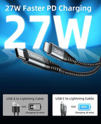 iPhone Cable Fast Charging 6FT USB C Lightning Cable 3 Pack 6 Foot Nylon - Image 2