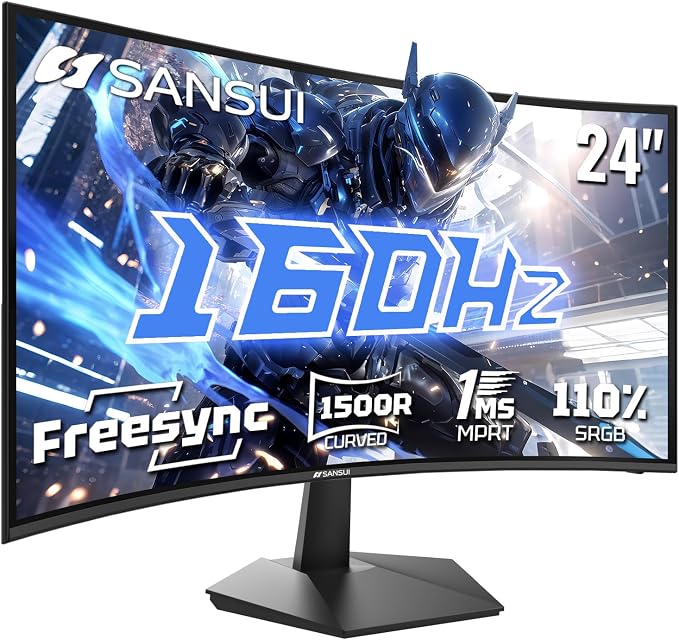 SANSUI Curved 24 Inch Gaming Monitor 160Hz FHD 1080P Computer Monitor, MPRT 1ms by SANSUI
