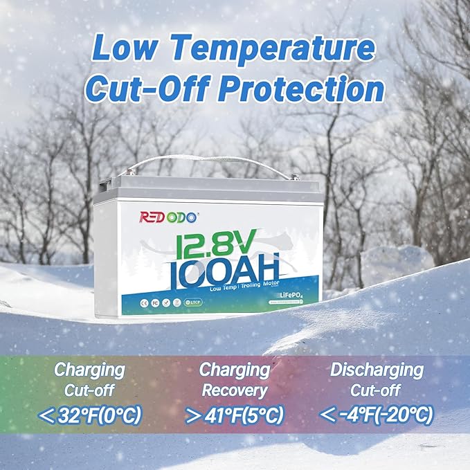 Redodo 12V 100Ah LiFePO4 Battery, Low Temperature Protection, Trolling Motor - Image 3