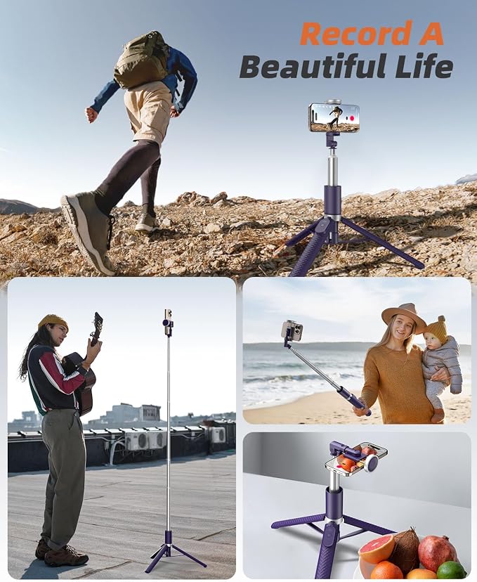 62" Phone Tripod & Selfie Stick, Tripod - Image 6
