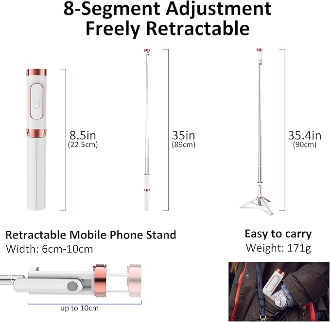 CellphoneTripod with Remote, Aluminum Alloy Selfie Stick Tripod, Best Foldable - Image 6