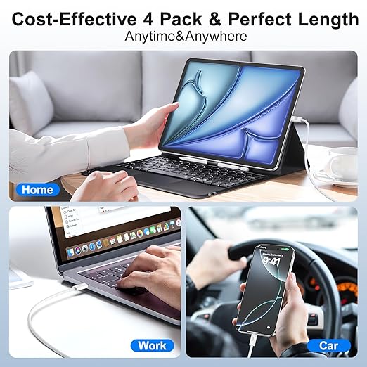 USB C Cable Fast Charging, 4 Pack 6FT USB C to USB C Cable, 100W Type C Nylon - Image 6
