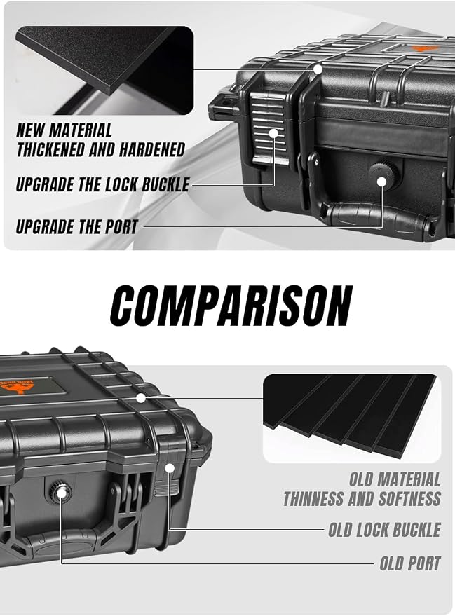 14x 11.5x 6.5 Inch Hard Case, Portable Weather Waterproof Protective Camera Case - Image 2