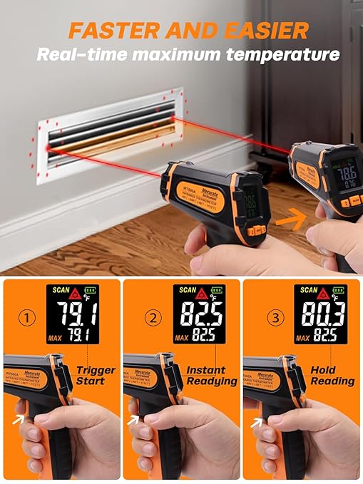 Mecurate Digital Infrared Thermometer Gun Non Contact Laser Temperature Gun - Image 4
