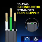 Maximm Cable 6 Ft 360° Rotating Flat Plug Extension Cord/Wire, 16 AWG Multi 3 - Image 6