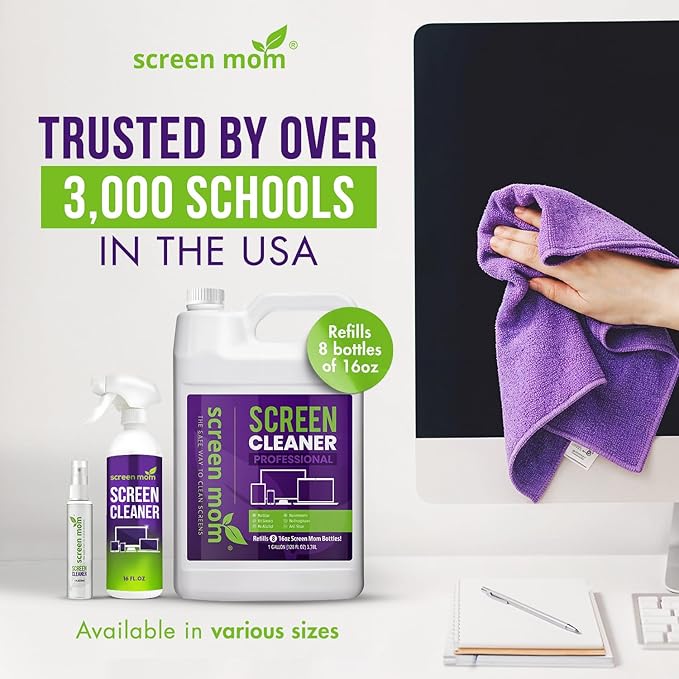 Screen Cleaner Spray and 4 Microfiber Cloths Bundle 8oz & 2oz, by Screen Mom - Image 6