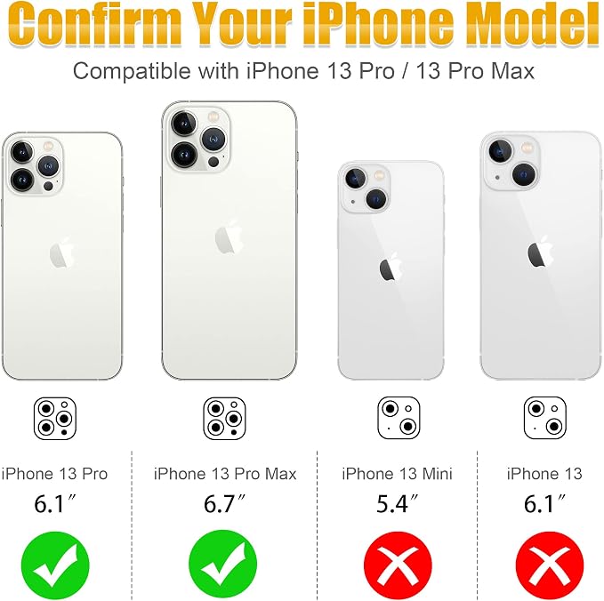 AGVEE 3+3 6 Pack for iPhone 13 Pro/Pro Max, Bling Diamond & Glitter Metal Ring - Image 2