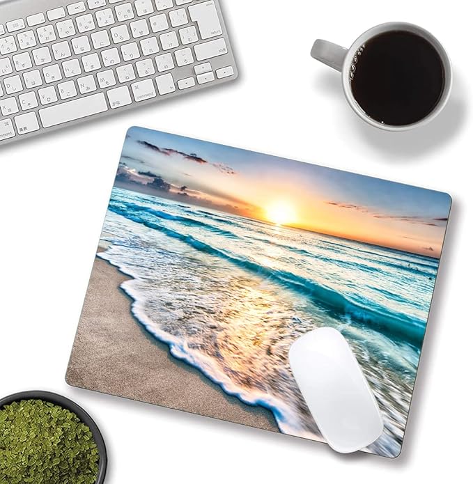 Beach Sunset Washable Square Waterproof Cute Gaming Office Laptop Mousepad - Image 4
