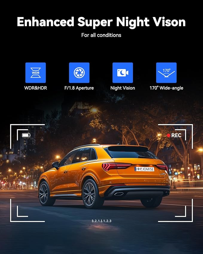 JOMISE T860+ Mirror Dash Cam 4K Front and 2.5K Rear, Detached Front Camera - Image 7
