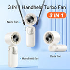 3-in-1 Portable Handheld Turbo Fan-100 Speeds, 15000 RPM, 10Hrs Cooling - Image 5