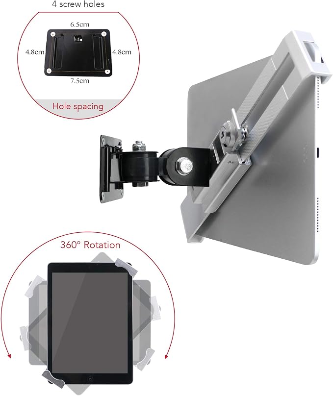 Tablet Wall Mount Holder with Anti Theft Lock, Rotate Design, Bracket - Image 2