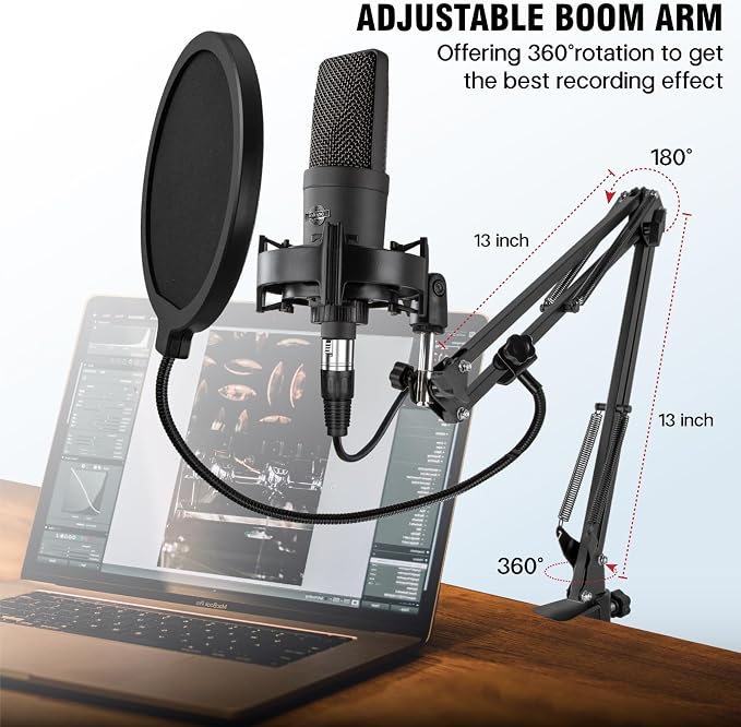 Condenser Microphone XLR Professional Studio Recording Microphone Kit - Image 3