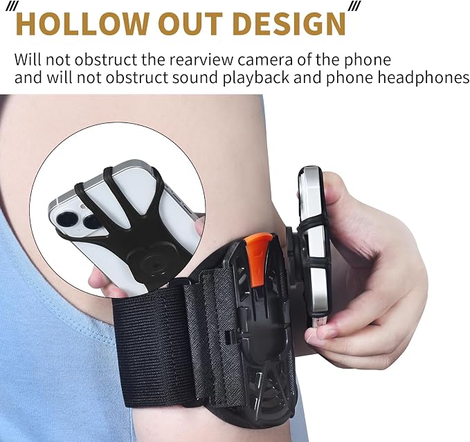 Wristband Phone Holder for Running, 360°Rotation & Detachable Sports Armband - Image 4