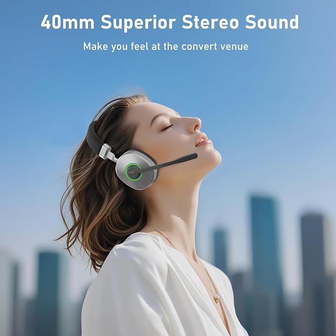 Wireless Headset, AI Noise Cancelling Mic & USB Dongle, Wired/Wireless - Image 7