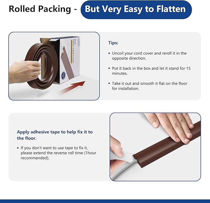 Brown PVC Floor Cord Cover - 4ft - Image 3