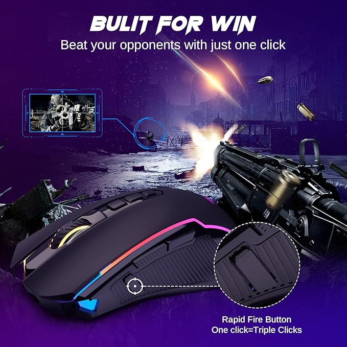 Redragon Wireless Gaming Mouse, Tri-Mode 2.4G/USB-C/Bluetooth Mouse Gaming - Image 5