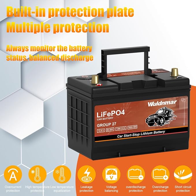 G27 80AH Lithium Car Battery for Start-Stop - 12V - Image 3