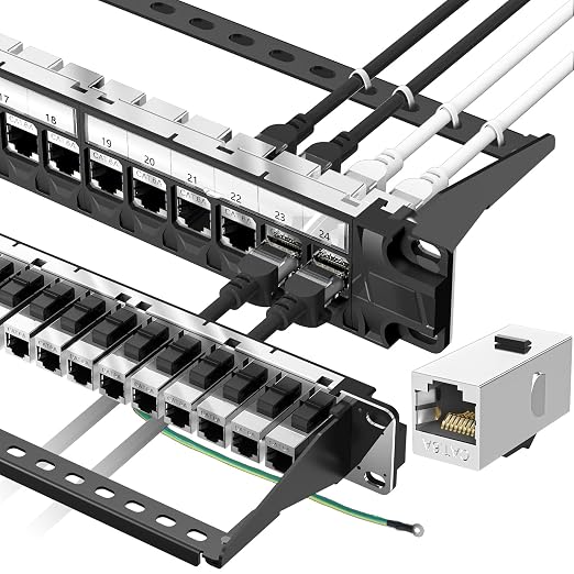 Jadaol 24 Port Shielded Patch Panel Rack or Wall Mount 19-Inch, 1U Cat6A by WespecializeinEthernetcablesandrelatedperipheralproducts
