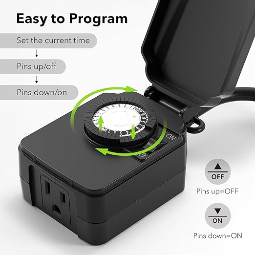 BN-LINK 24-Hour Mechanical Outdoor Light Timer, Waterproof, Heavy Duty - Image 3