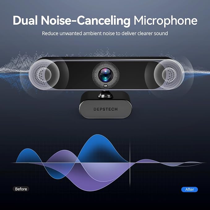 DEPSTECH 4K Webcam, Ultra HD 1/2.55'' Sony Sensor, 3X Digital Zoom, Dual - Image 4