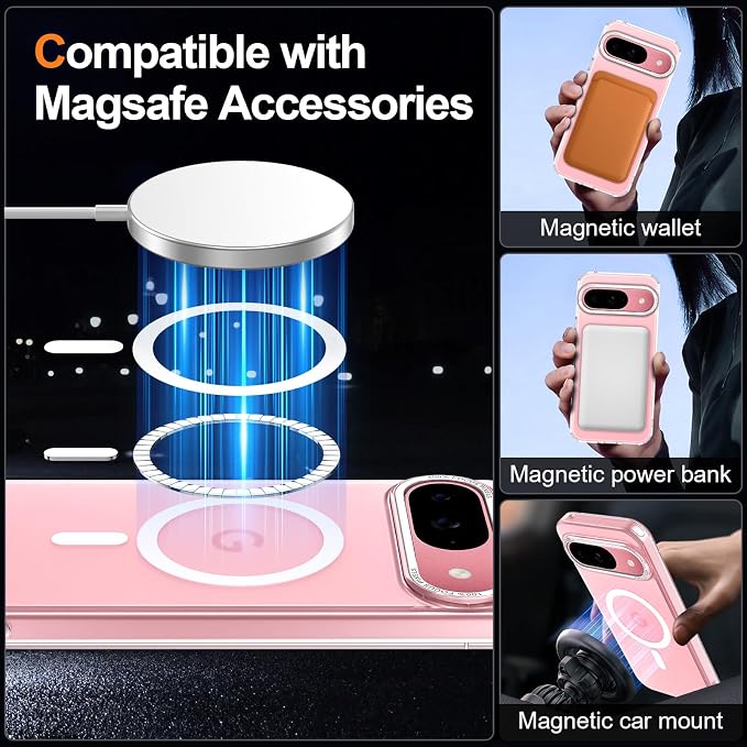 Magnetic for Google Pixel 9/Pixel 9 Pro Case, Shockproof Slim Translucent Matte - Image 2