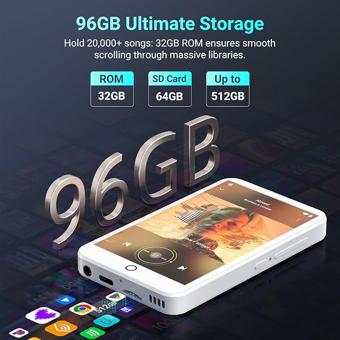 96GB MP3 Players with Bluetooth WiFi, Android 13 MP3 MP4 Players with 4" - Image 6