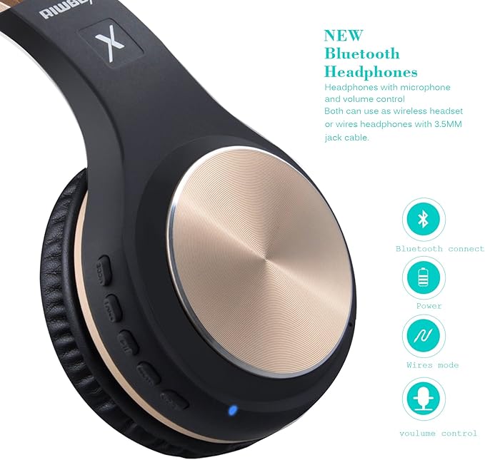 Riwbox Bluetooth Headphones, XBT-80 Folding Stereo Wireless Bluetooth - Image 5