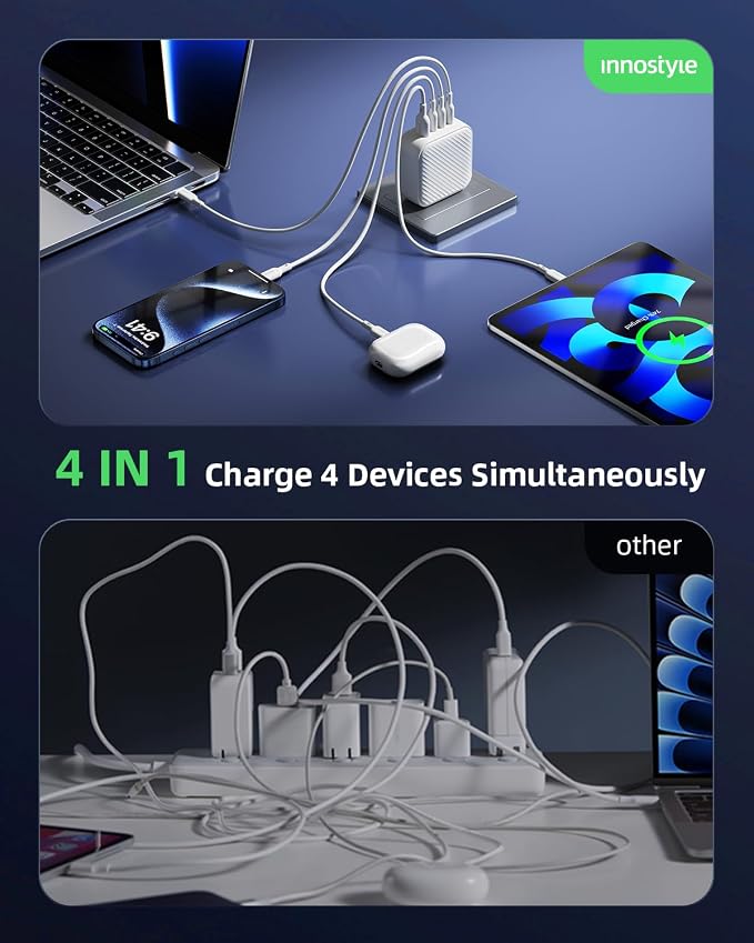 100W USB C Charger 4 Port GaN Wall Charger Block Compact Power Adapter - Image 4