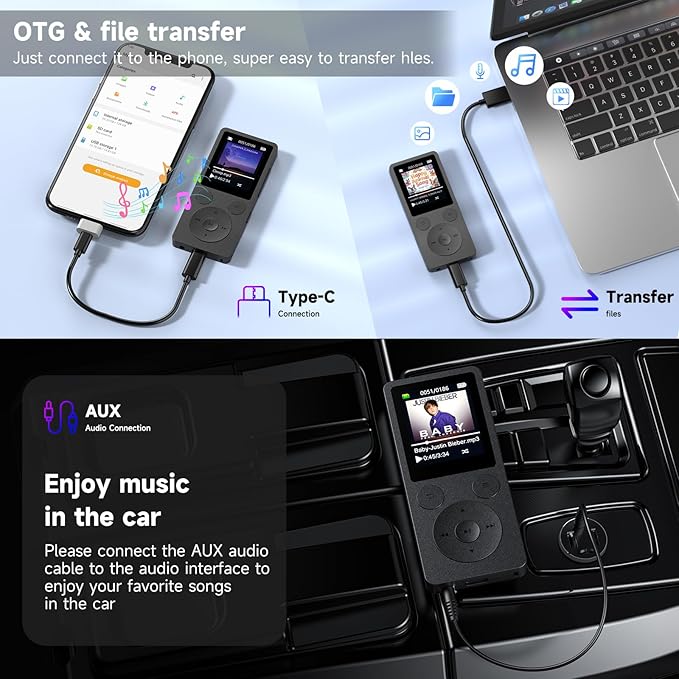 64GB MP3 Player with Bluetooth 5.3 Auto Reconnect, MP3 Music Player with Speaker - Image 7