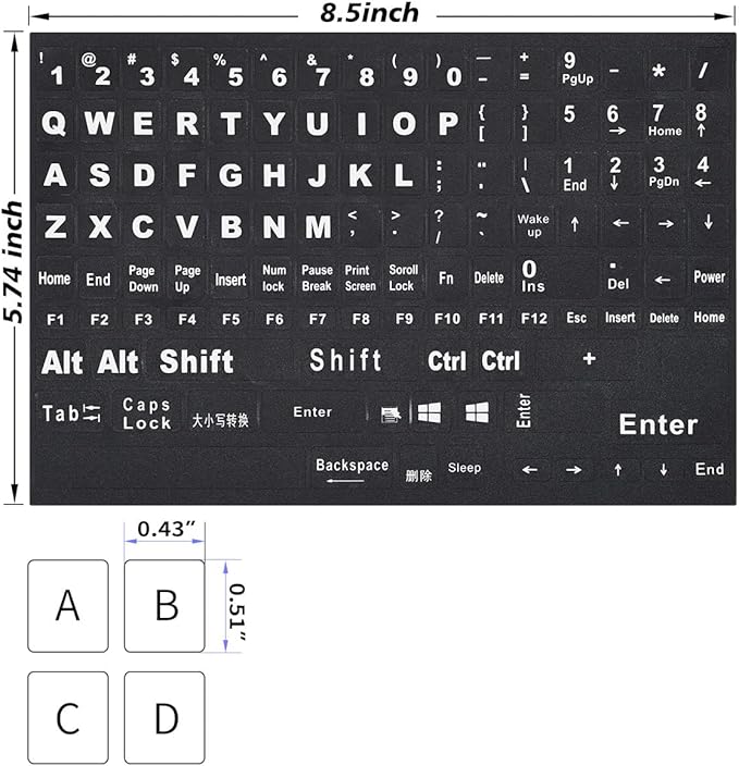 2PCS English Keyboard Stickers Replacement Letters, Full Size Big Letter QWERTY - Image 2