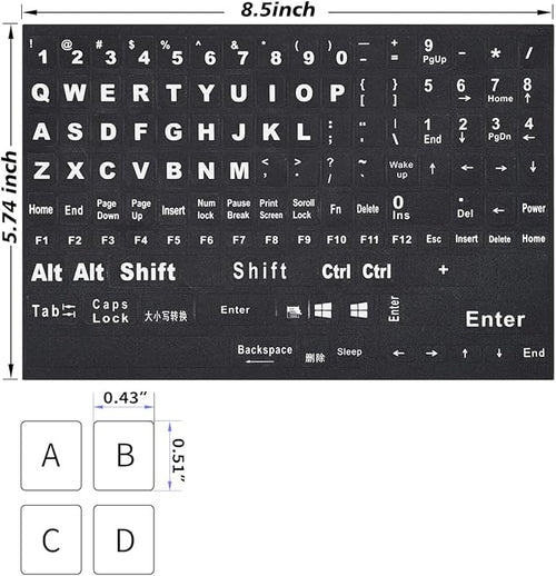 2PCS English Keyboard Stickers Replacement Letters, Full Size Big Letter QWERTY - Image 2