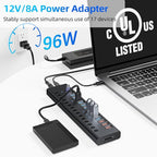 Powered USB Hub 10Gbps, 17 Ports 96W USB 3.2 Hub, 12V/8A Power Adapter - Image 5
