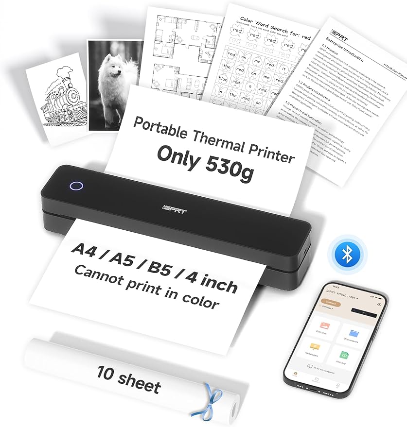 iDPRT MT610 Portable Thermal Printer, Mobile-Travel-Printers, by iDPRT