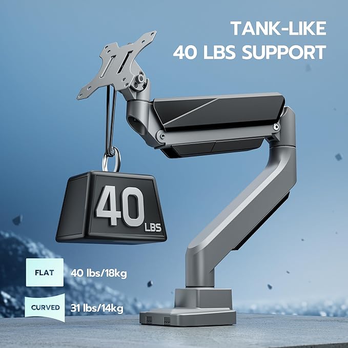 ARES WING Ultrawide Single Monitor Arm, Heavy Duty Monitor Mount - Image 3