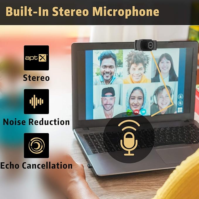 Septekon 1080P HD Webcam with Microphone, Streaming Computer Web Camera - Image 4