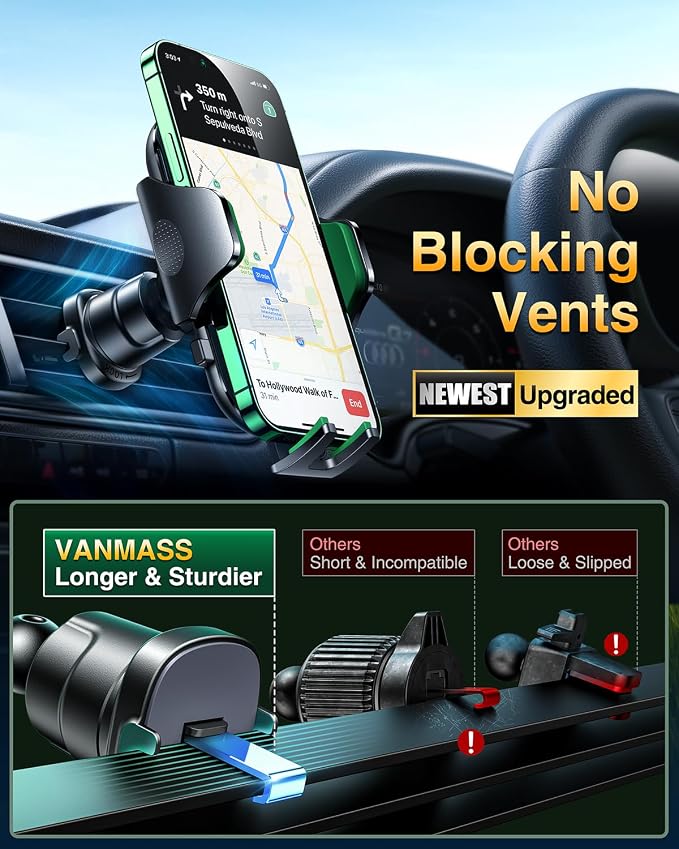 VANMASS True Military-Grade Car Phone Holder Strongest Suction & Clip Cell - Image 4