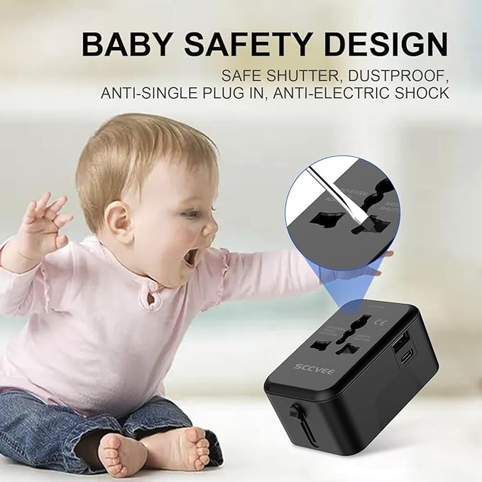 Universal Travel Adapter with USB C, International Power Plug Adapter All in - Image 9
