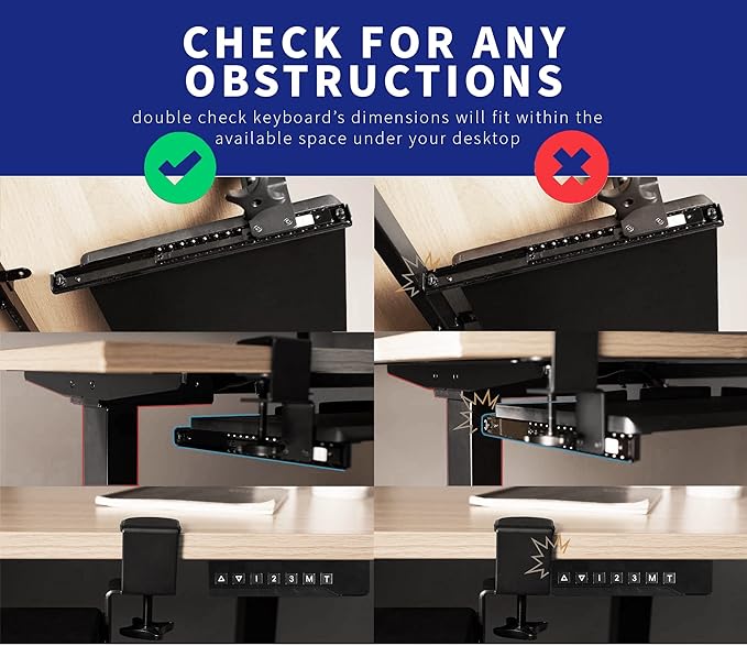 VIVO Large Clamp-on Height Adjustable Keyboard Tray, Pull Out Platform - Image 7
