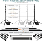 10.2x10Ft Heavy Duty Backdrop Stand, MSKIRA Adjustable Backdrop Support System - Image 3