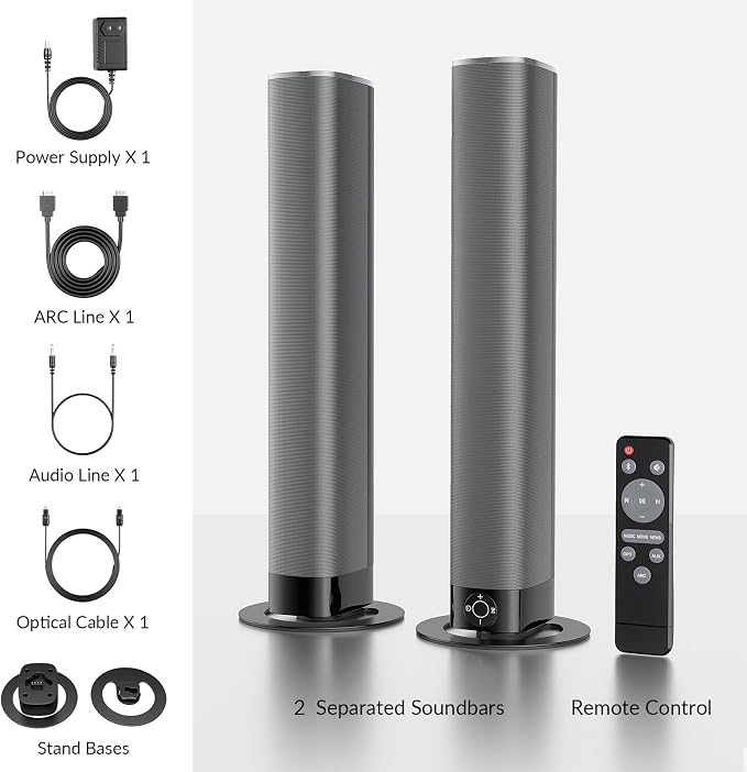 Sound Bar, 80W Soundbar with Bluetooth/ARC/Opt/AUX Connect, with Volume Boost - Image 7
