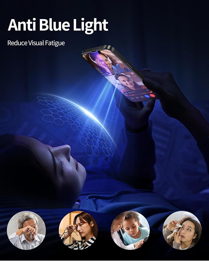NIMASO for iPhone 16e/13 Pro/13/14 Screen Protector, 2 Pack Anti Blue Light - Image 3