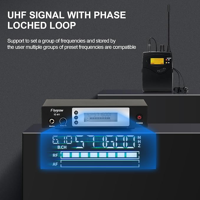 Pro UHF Wireless in Ear Monitor System, Metal IEM Dual Channel Wireless - Image 5